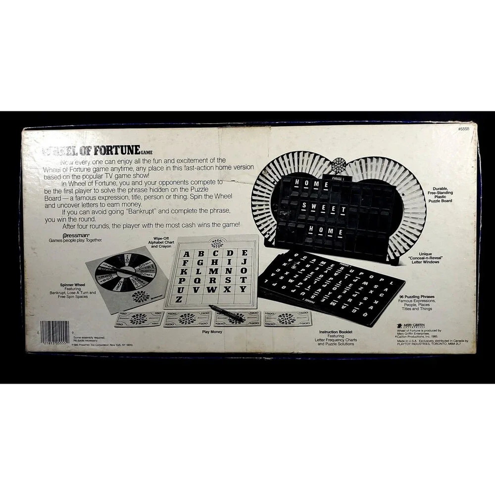 Vintage 1985 Wheel of Fortune Board Game with Letter Board, Complete